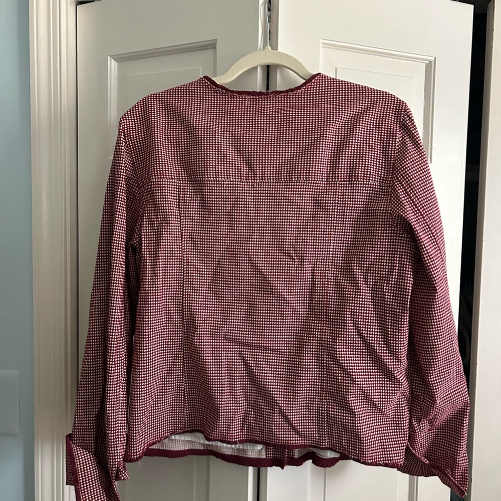 Red Checkered Button-Up Jacket - image 4